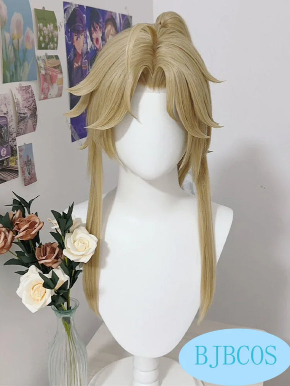 Custom Styled Yanqing Cosplay Wig Game Honkai: Star Rail 50cm Brown Ponytail Wig Heat Resistant Synthetic Halloween Wigs