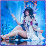 Columbina Hyposelenia Cosplay Costume Game Genshin Impact Women White And Purple Dress Headwear Set Anime Uniform Halloween