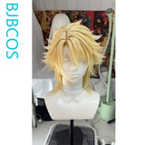 [Styled Wig]Varka Cosplay Wig Game Genshin Impact Cosplay Light Yellow 35CM Short Hair Heat Resistant Synthetic Halloween Wig
