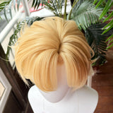 [Styled Wig]Aventurine Cosplay Wig Game Honkai Star Rail HSR Man 40CM Short Flax Gold HairAventurine Halloween Party Wig