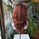 [Styled Wig]Brown Mixed Pink Medium Cosplay Wig Game Anime Women Short Hair Highlighted Streaks Wolf Tail Role Play Halloween