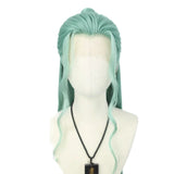 [Styled Wig]Blue Three pointed Ancient Style Blue Dragon COS Ancient Costume NPC Master Style Wig Headset