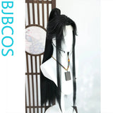 [Styled Wig]Antique Hanfu Male Youth Lang Lace Front Wig Ink Burning Universal Wig Set Half Tie Ponytail