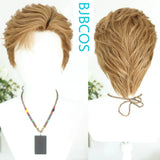 [Styled Wig]NPC Brown Short Hair Cosplay Wig Daily Male COS Lace Front Wig Youth Sensation Micro Curled Fragmented Halloween Wig