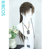[Styled Wig]Wolf Cut Mullet Cosplay Wig Anime Long Light Brown Men's NPC Universal Hair Shaped COS Set Halloween Party Wig Cap