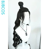 [Styled Wig]Li Yu Cosplay Full Lace Wig Game Anime Long Black Curly High Bun Hair Versatile Wig Set Halloween Carnival Party Wig