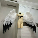 Versatile White And Black Wings Cosplay Costume Women Pearl Cotton Wings Cosplay For Halloween Carnival Fancy Party Decoration