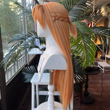 [Styled Wig]Asuna Cosplay Wig Anime Women 85CM Orange Long Hair For Party Role Play Halloween Heat Resistant Synthetic Wigs