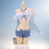 Chisa Rinna Cosplay Costume Game Wuthering Waves Swimsuit Women Blue And Pink Carnival Halloween Role Play Dress Size S-3XL‌
