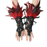 Feather Gloves Cosplay Anime Colorful Angel Devil Lolita Lace Sleeves Accessories Fashion Trends Props Halloween Carnival Party