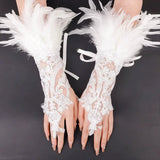 Feather Gloves Cosplay Anime Colorful Angel Devil Lolita Lace Sleeves Accessories Fashion Trends Props Halloween Carnival Party