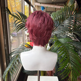 [Styled Wig]Valko Cosplay Wig Game Love And Deepspace Men Wine Red LayeredShort Hair Anime For Halloween Carnival Party Wig