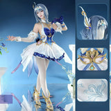 Odette Cosplay Costume Game Genshin Impact Full Set Anime Women White And Blue Dress Outfit For Comic Con Halloween Party XS-2XL
