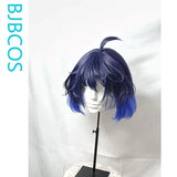 [Styled Wig]Seele Vollerei Cosplay Wig Game Honkai Impact 3 Women Men Short Mixed Blue 33CM Hair For Anime Halloween Party Wig