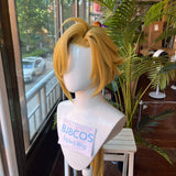 [Styled Wig]‌Hugo Vlad Cosplay Wig Game Zenless Zone Zero ZZZ Golden Ponytail Long 88CM Heat Resistant Synthetic Hair Halloween