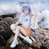 Robin Cosplay Costume Game Honkai Star Rail HSR Women Orange JK Dress Halloween Summer Fashion Anime One Shoulder Top Size S-L