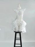 Anime Bunny Girl Cosplay Costume White Size【S-L】 Lace Ruffled Lingerie With Headband And Corset Lingerie Costumes Clothing