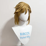 [Styled] Zelda: Breath of the Wild Link Cosplay Wig Short Golden Ponytail Heat Resistant Hair Cosplay Costume Wig + Free Wig Cap