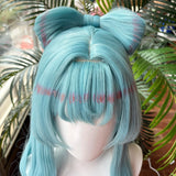 [Styled Wig]Yumemizuki Mizuki Cosplay Wig Game Genshin Impact Woman Long Light Blue Hair 78CM For Party Role Play Halloween Wigs
