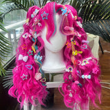 [Styled Wig]Pony Pinkie Pie Cosplay Wig PP Children'S Games Anime Party Cute Lovely Pink Wavy Curls Exquisite And Cute Gifts