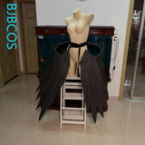 Remielle Dan Wings Cosplay Prop Women Pearl Cotton Black Wings Cosplay For Halloween Carnival Fancy Party Decoration Prop