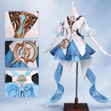 Jinhsi Cosplay Costume Game ‌Wuthering Waves Suit Blue And White Dress Halloween Role Play Carnival Party World Tour‌ S-3XL