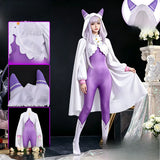 Re:ZERO - Starting Life in Another World Emilia Anime Cosplay Purple Tight Bodysuit Cloak Halloween Stage Performance Costume