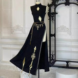 Original Set OC Private Cos/New Chinese Exotic Black Gold Ancient Style Hanfu Halloween Uniform Carnival Party Play Role Clothes
