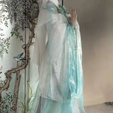 Ashes of the Kingdom‌ Chen Dengshu Wang cosplay costume with antique style embroidery and blue-green printing