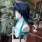 [Styled Wig]Solon Cosplay Wig DARK MOON Night Blue Short Cos Man‘s City Dark Blue Mixed Color Gradient Anime Synthetic Wig