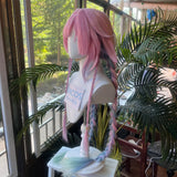 [Styled Wig]Cyrene Cosplay Wig Game Honkai Star Rail HSR Casual Streetwear Woman Long Mixed Pink Braided Hair For Halloween Wig