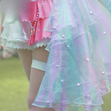 Aemeath Anniversary Celebration Game Cosplay Costume Wuthering Waves Pinkish White Skirt Lolita Woman Sexy Masquerade Suit