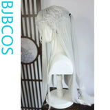 [Styled Wig]Lace Front Wig Silver gray patch beauty pointed wig set, ancient style novel anime master COS wig set
