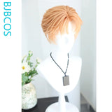 [Styled Wig]Jesse Cosplay Lace Front Wig Anime Short Light Pink Yellow Men's Texture Sensation Hair Halloween Party Wig Cap