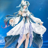 Vodyanitsa Cosplay Costume Game Genshin Impact Women White And Green Dress Vodyanitsa Halloween Cosplay Dress Plus Size XS-3XL