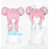 [Styled Wig]Hyacine Cosplay Wig Game Honkai Star Rail ‌‌HSR Women Pink Mixed Blue Double Bun‌ 40CM Hair Halloween Party Role