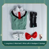 Sapphire Cosplay Costume Anime The Ribbon Hero Women Green Long Dress With Headwear Full Set Role Play Outfit Theme Party S-XL