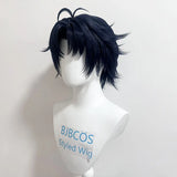 [Styled] ZZZ Asaba Harumasa Cosplay 30cm Short Black Blue Wig Heat Resistant Synthetic Hair Unisex Costumes Anime Cosplay Wigs