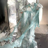 Ashes of the Kingdom‌ Chen Dengshu Wang cosplay costume with antique style embroidery and blue-green printing