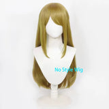 [Styled Wig]Kansai Neko Cosplay Wig Anime Chainsmoker Cat Women Long Straight Brown Hair Ear Hair Clips Tail Halloween Carnival