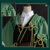 Venti Five Song ImmortalsCosplay Costume Genshin Impact Cuiguang Green Kimono Cape Outfit White Puff Sleeve Shirt Full Set
