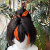 [Styled Wig]Zhu Yuan Cosplay Wig Zenless Zone Zero ZZZ  Anime Game Black And Orange Hair Halloween Party Prop Rose Net Wigs