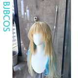 [Styled Wig]Fleurdelys Cosplay Wig Game Wuthering Waves Women Light Yellow Mixed Blue 90CM Halloween Theme Party Cosplay Wig