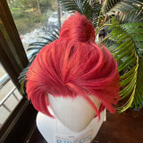 [Styled Wig]Universal Pink Antique Style Long Hair With High Ponytail Clip Anime Game Cosplay Fluffy Wig For Halloween Party
