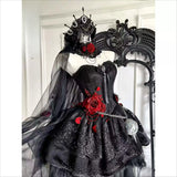 I dentity VPsychologist · Long Night cosplay red and black gothic dark dress dress dress