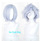 [Styled Wig]Mitya Cosplay Wig Game Genshin Impact Women Or Man Light Blue Short 33CM Hair Mitya Cosplay Hair Hallowmas Party