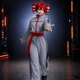 【In Stock】Kasane Teto Cosplay Costume Anime Virtual Singer Brain Rot Gray And Red Full Set With Outfit For Halloween Carnival