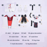 ‌Chisa‌ Cosplay Costume Game ‌Wuthering Waves White And Red Dress Outfit Carnival Halloween Anime Game Role Play Uniform M-3XL‌