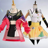 Sengoku Yuno Nakamachi Arale Cosplay Costume Anime BanG Dream Pink Jacket Skirt Yellow Print Skirt Idol Stage Perfromance XS-3XL