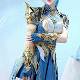 Haotian Hammer Game Cosplay Costume Soul Land Battle Outfit, Full Set Blue Dress Women's Anime & Game Clothing【XS-2XL】